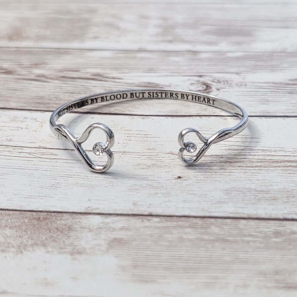 Not Sisters By Blood But Sisters By Heart - Silver Tone Bracelet